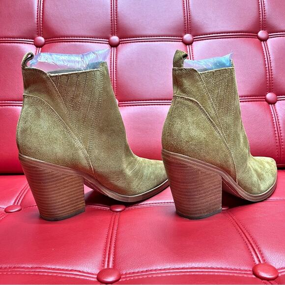 Marc Fisher Gadri Larice Tan Suede Leather Block Heeled Bootie Sz: 8M or 9M NWOB - Picture 6 of 14